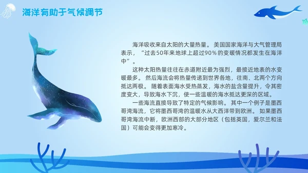 海洋保护主题插画学习讲座活动卡通蓝色环保简约核污水