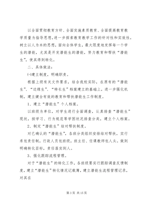 潜能生救助计划与措施精编.docx