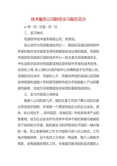 技术服务公司财务实习报告范文