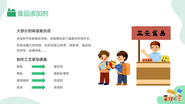 绿色插画食品添加剂PPT课件健康饮食