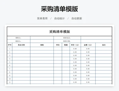 采购清单模版