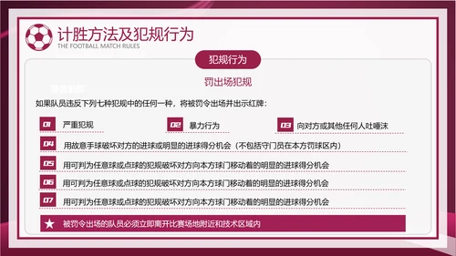 暗红简约风足球比赛规则讲解模板