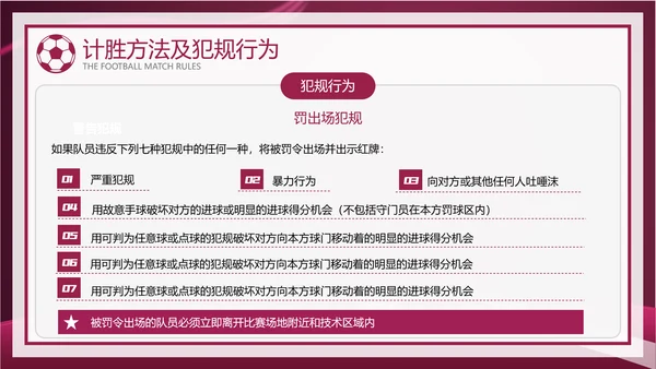 暗红简约风足球比赛规则讲解模板