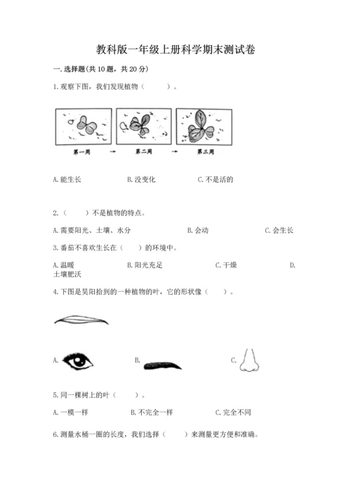 教科版一年级上册科学期末测试卷精品（夺冠系列）.docx