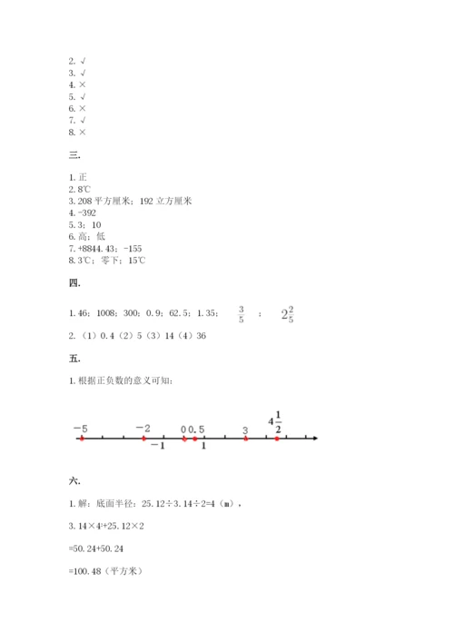 人教版六年级数学小升初试卷精品有答案.docx