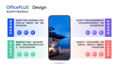 商务风蓝色并列关系4项PPT图文页