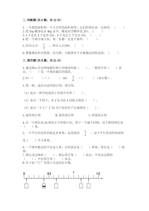 小学数学六年级上册期末测试卷附答案（名师推荐）.docx