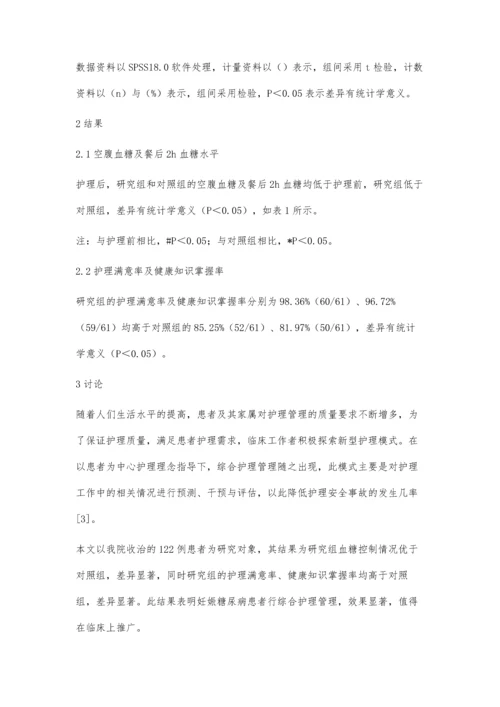 综合护理管理对妊娠糖尿病患者血糖控制效果的分析.docx