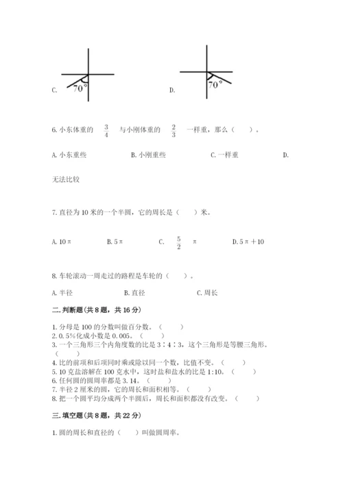 2022人教版六年级上册数学期末考试卷含完整答案【必刷】.docx