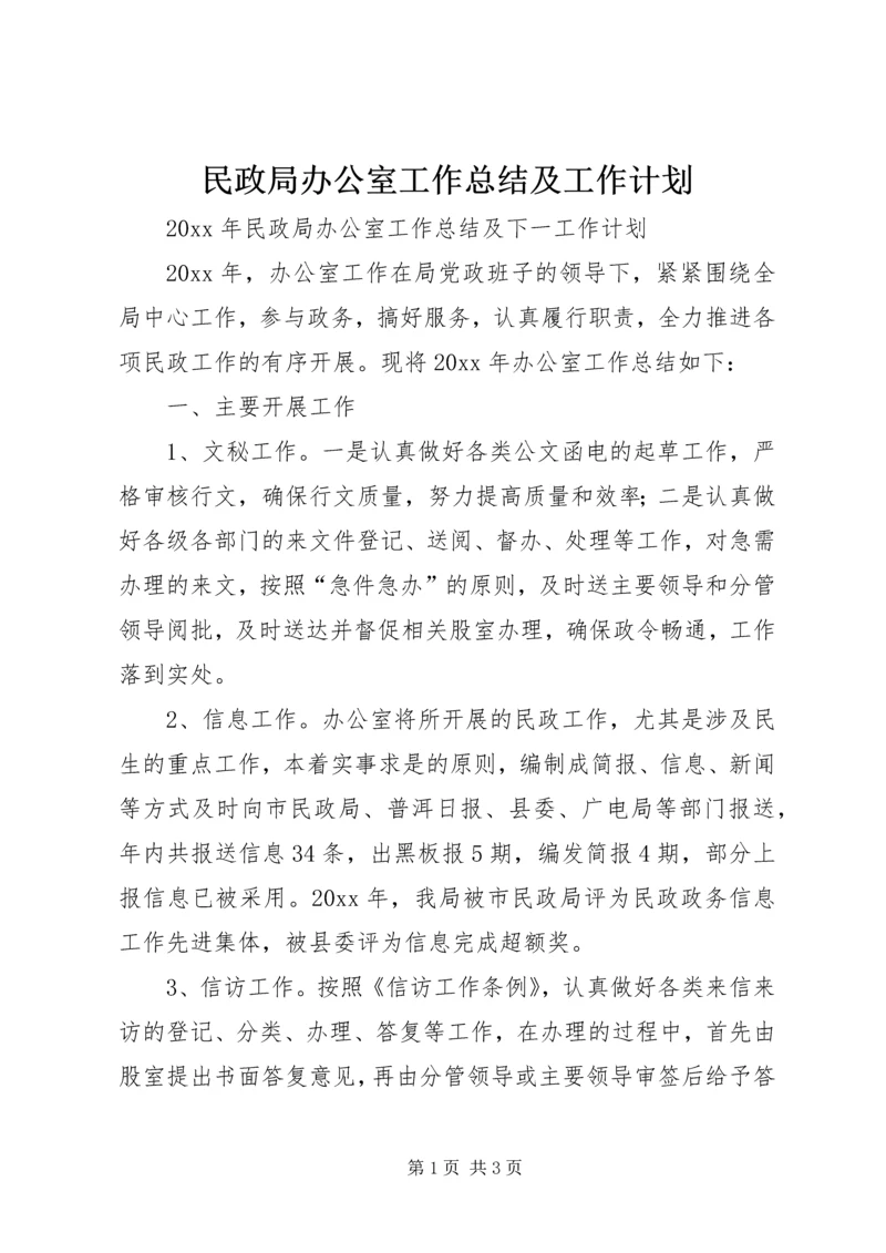 民政局办公室工作总结及工作计划.docx