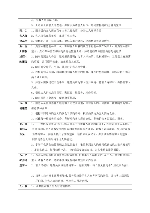 饮食街服务基础规范