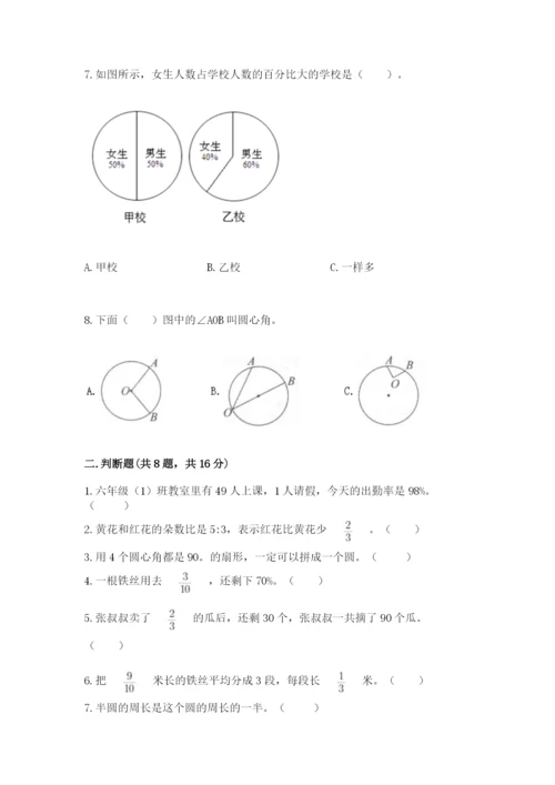 小学六年级上册数学期末测试卷（易错题）word版.docx