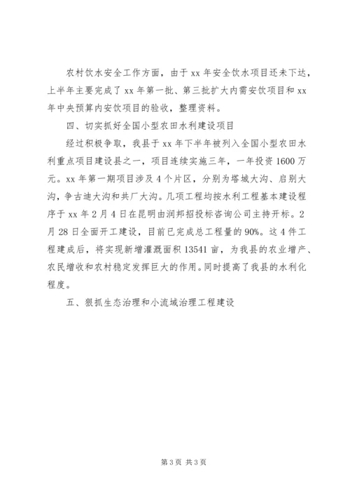 水务局XX年上半年工作总结及下半年工作计划 (2).docx