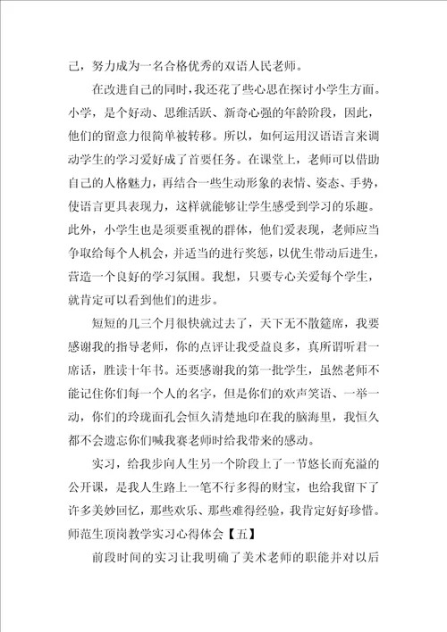 师范生顶岗教学实习心得体会