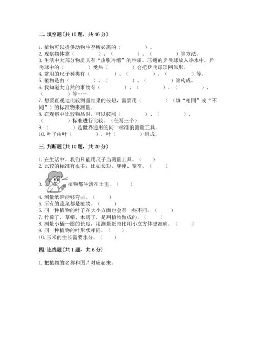 教科版一年级上册科学期末测试卷精品（有一套）.docx