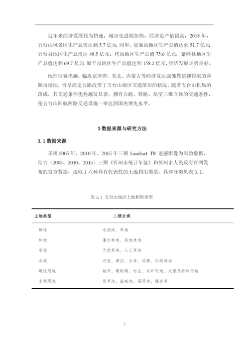 8765527_冯茜_五台山地区土地利用及其对生态环境脆弱性的影响分析_冯茜论文四稿二改.docx