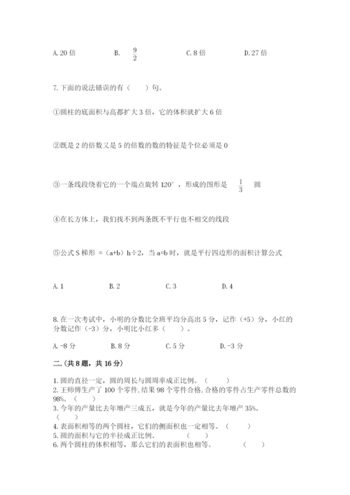 西师大版数学小升初模拟试卷新版.docx