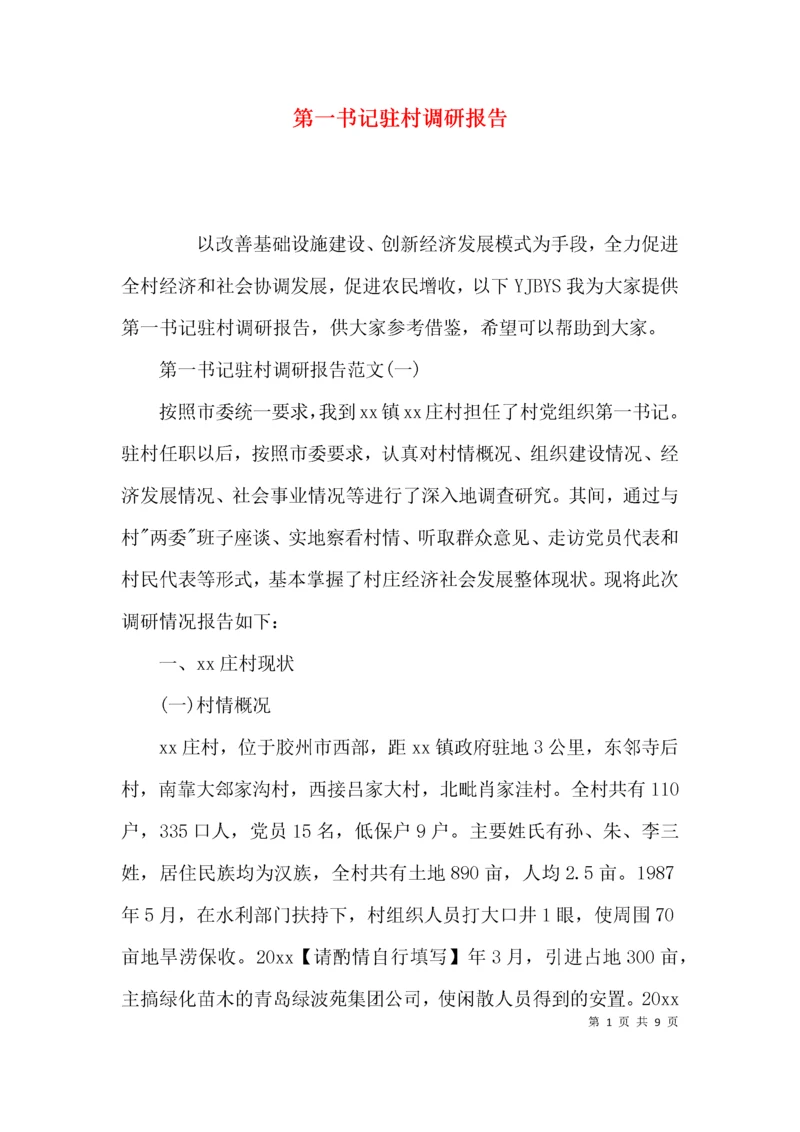 （精选）第一书记驻村调研报告.docx