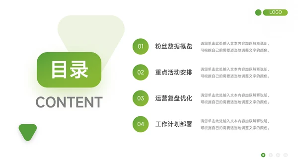绿色渐变实用新媒体运营报告PPT模板