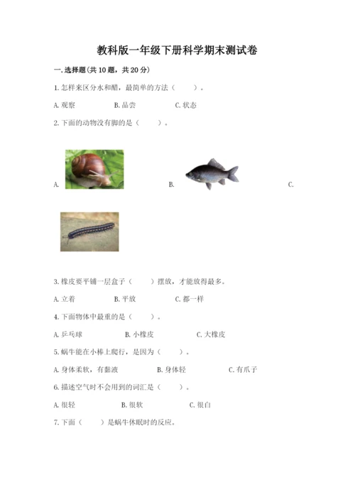 教科版一年级下册科学期末测试卷及参考答案【综合卷】.docx