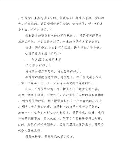 吃柿子作文3篇