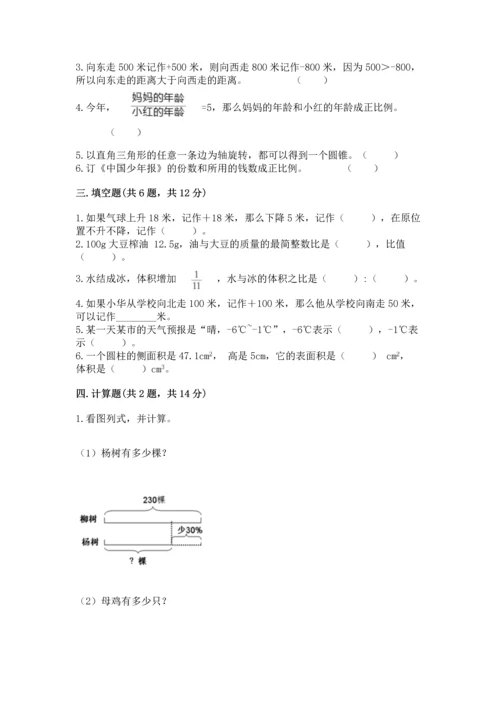 人教版六年级下册数学期末测试卷及答案【名师系列】.docx