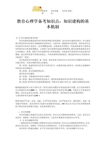 教育心理学备考知识点：知识建构的基本机制