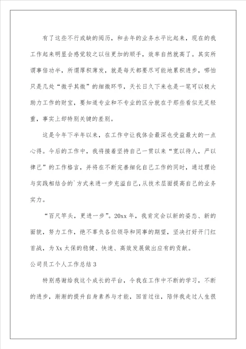 公司员工个人工作总结