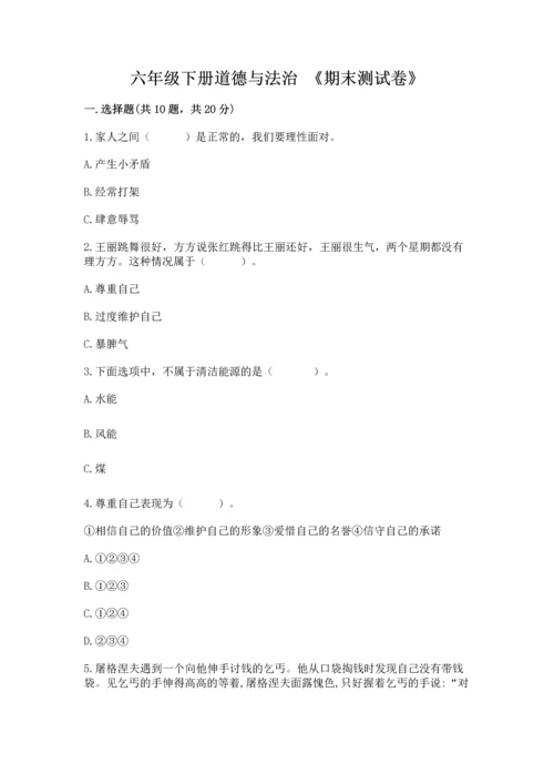 六年级下册道德与法治 《期末测试卷》【研优卷】.docx
