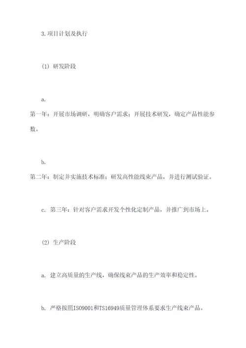 线束项目计划书