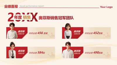 红金色简约商务业绩喜报年终汇报PPT单页