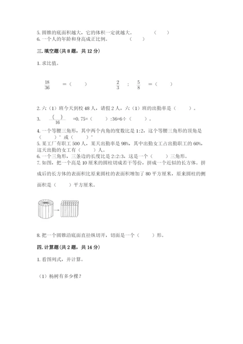 通海县六年级下册数学期末测试卷附精品答案.docx