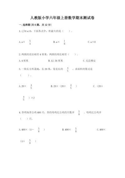 人教版小学六年级上册数学期末测试卷可打印.docx