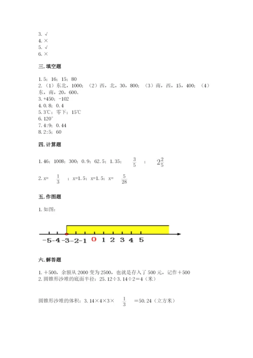 人教版六年级下册数学期末测试卷及答案【精品】.docx