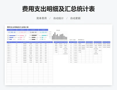 费用支出明细及汇总统计表