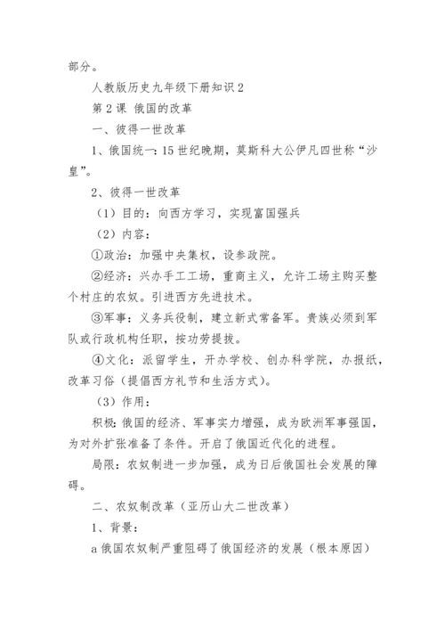 人教版历史九年级下册知识点归纳.docx