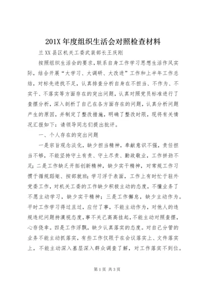 0X年度组织生活会对照检查材料.docx