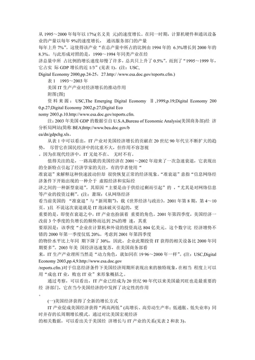试论IT产业在美国信息经济中的作用