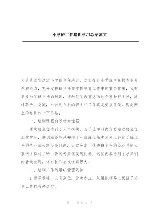 小学班主任培训学习总结范文.docx