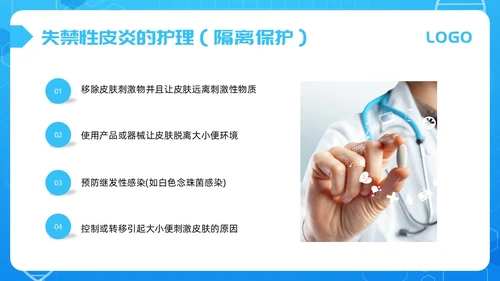 蓝色简约失禁性皮炎的护理PPT模板宣传PPT动态PPT