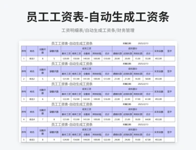 工资表 -自动生成工资条