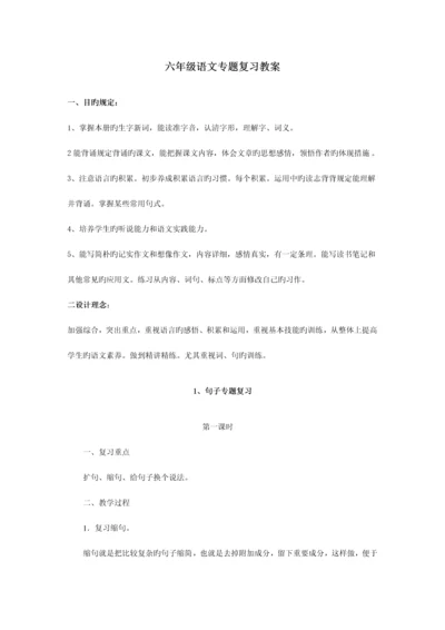 2023年小升初语文毕业专项复习教案.docx
