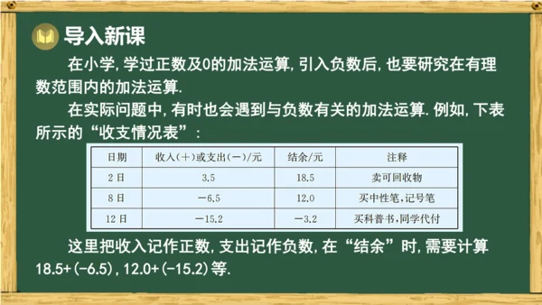 人教版数学（2024）七年级上册2.1.1 第1课时 有理数的加法课件（共20张PPT）