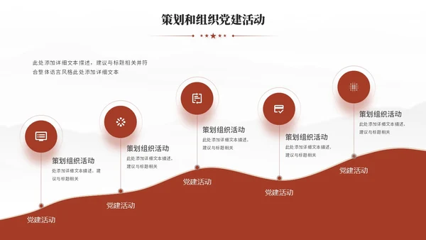 简约党建红色党员干部支部书记述职报告工作汇报ppt模板