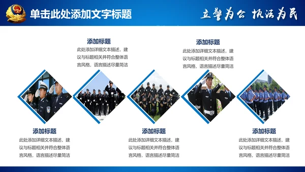 蓝色公安局警察交警队特警派出所民警PPT