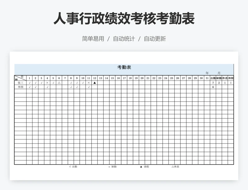 人事行政绩效考核考勤表