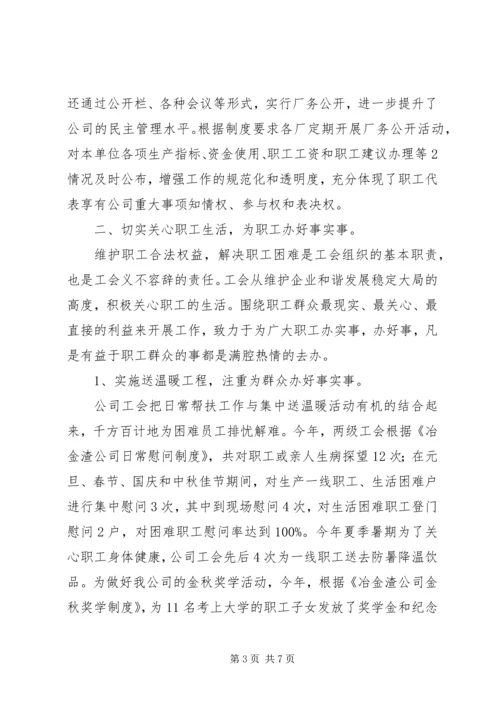 向公司职工代表视察团的汇报材料 (3).docx