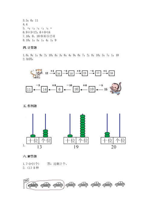 小学数学试卷一年级上册数学期末测试卷（夺分金卷）