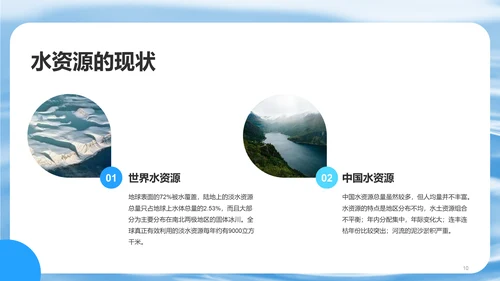 蓝色现代珍惜水资源培训PPT
