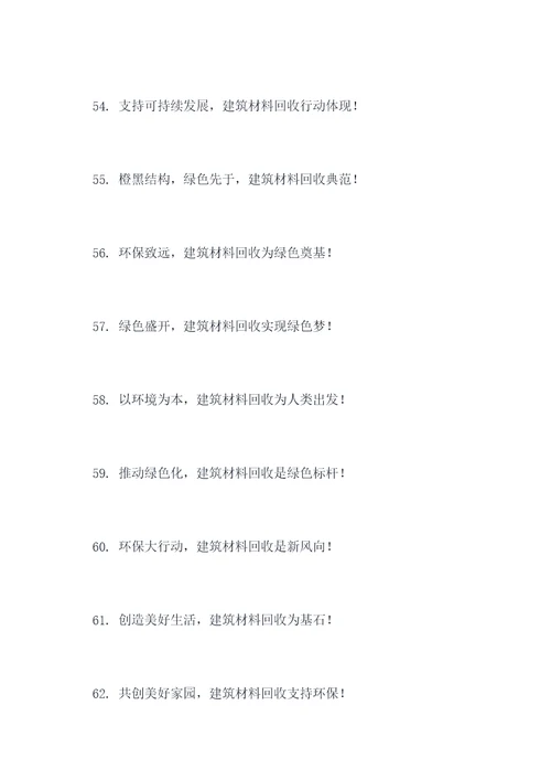建筑材料回收标语口号